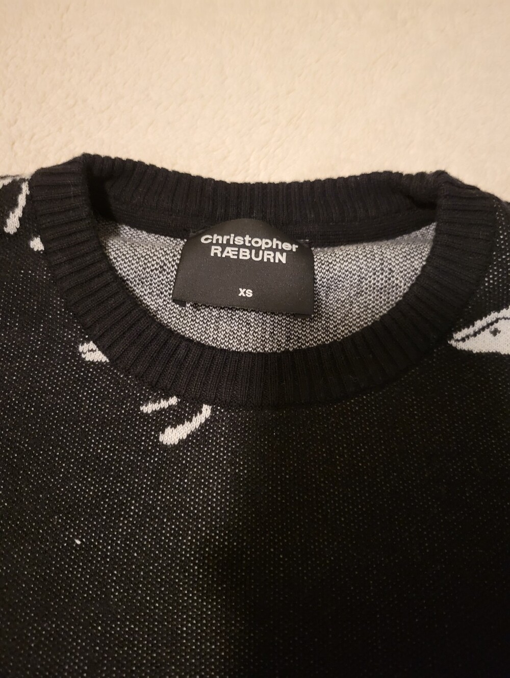 Christopher Raeburn Black Crewneck Sweater with White Mouse Motif sixe XS - Picture 2 of 4
